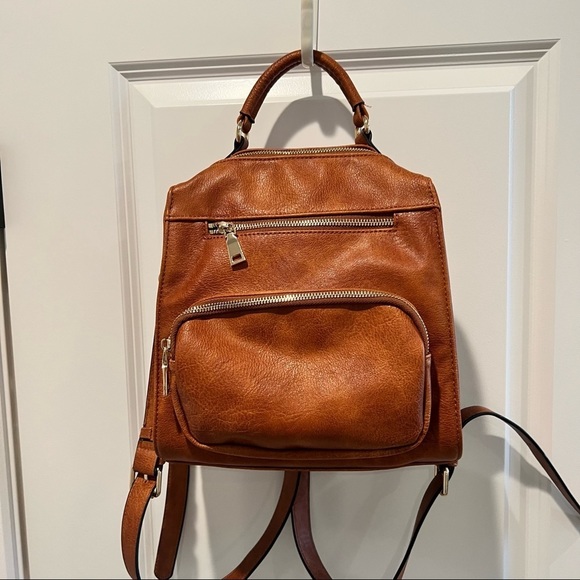 Urban Expressions Handbags - URBAN Expressions Back Pack Purse 10 X12 X 5 1/2, Caramel ColorVegan Leather New